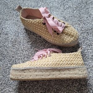 MANEBI Yucatan Sneakerdrilles Raffia Lace Up Espadrilles Sneakers Euro 36 US 6
